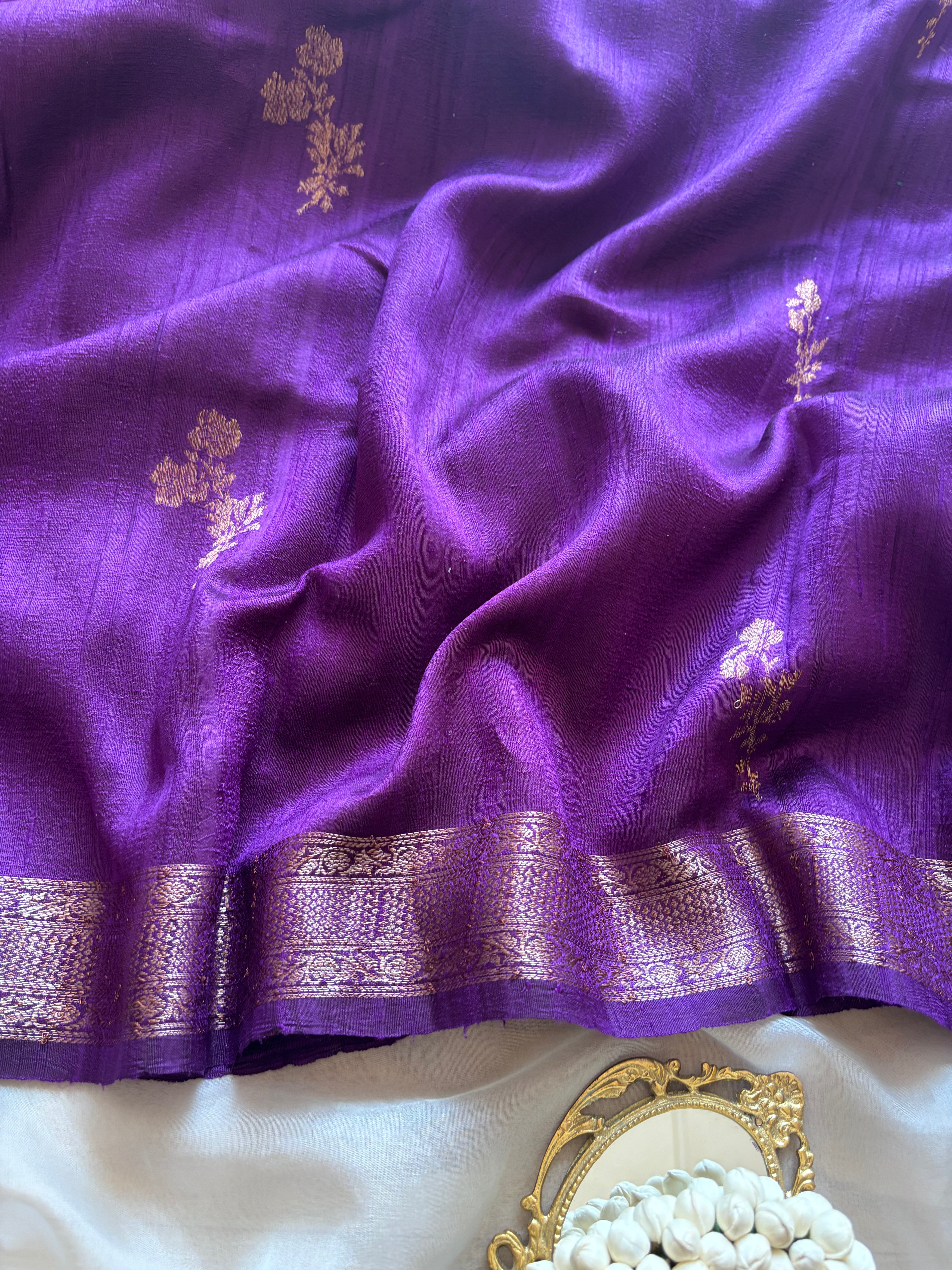 Purple Kora Raw Silk Saree